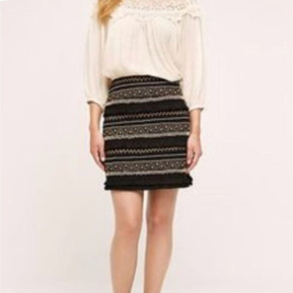 ANTHROPOLOGIE Chloe Oliver FRINGE BEADED SKIRT Women's Size Small New with Tags - Picture 2 of 13